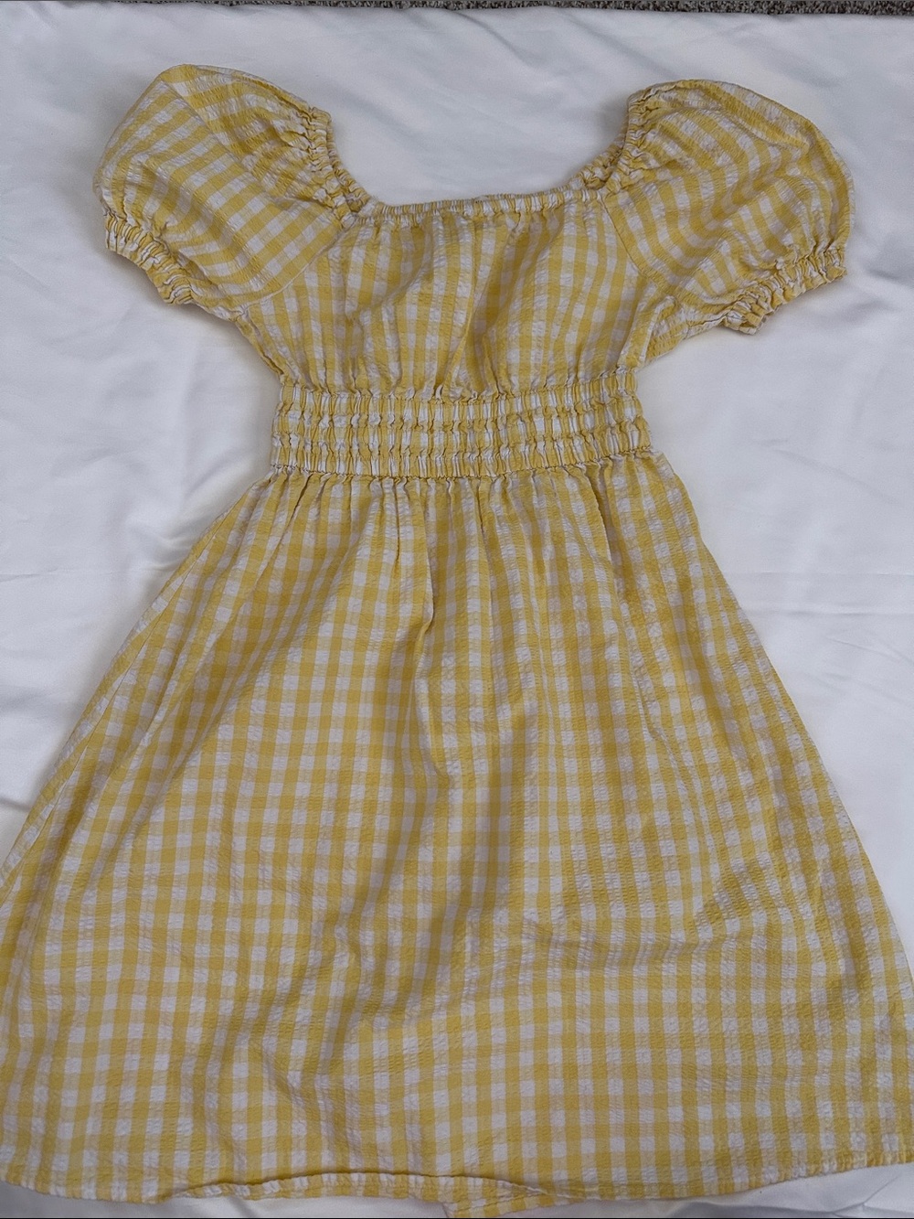 Crewcuts Girls Smocked Dress Yellow Gingham Sz 10